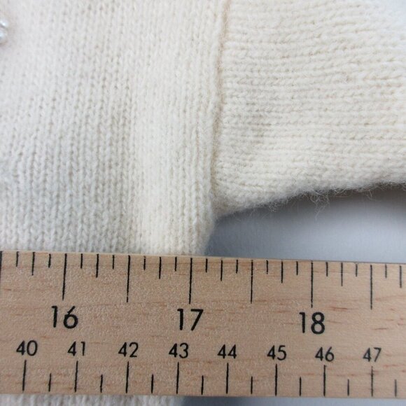 Linda B Collection Women's Sweater S Ivory Lambswool Angora Beads Vtg Luxury 332 - Picture 13 of 15